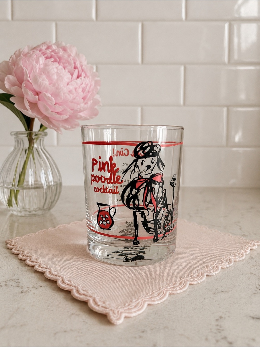 Pink Poodle Cocktail Glass - Pink Accent